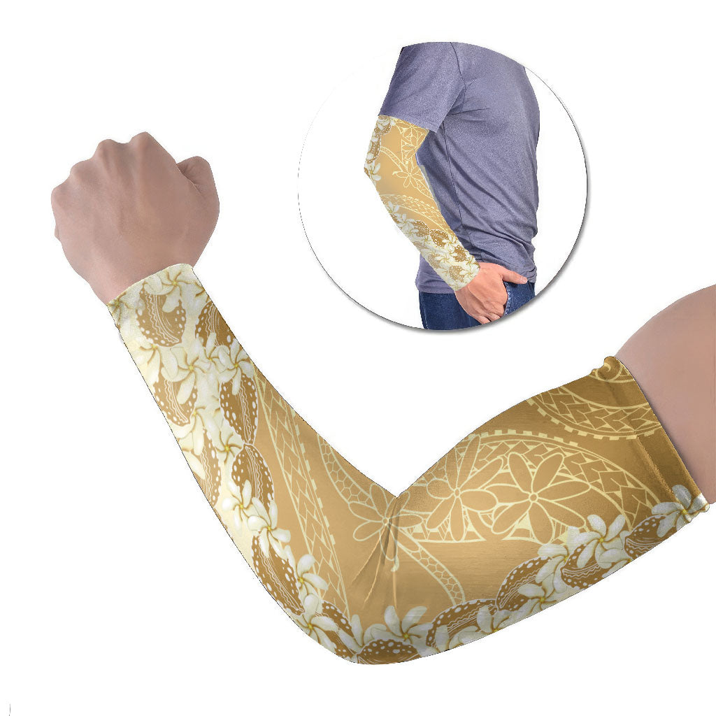 Heiva i Tahiti Arm Sleeves Tahitian Tiare Maori Cowrie Lei Brown LT14 Set of 2 Brown - Polynesian Pride
