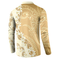 Heiva i Tahiti Button Sweatshirt Tahitian Tiare Maori Cowrie Lei Brown