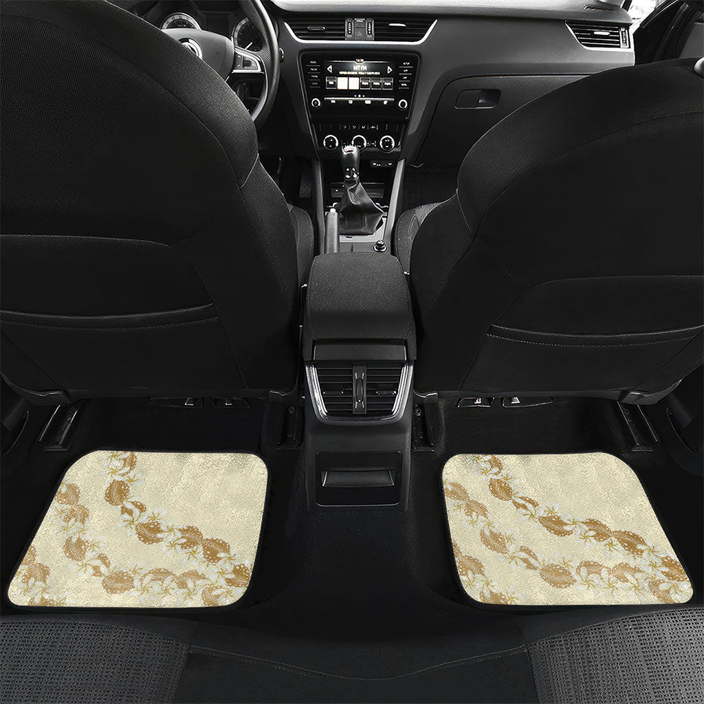 Heiva i Tahiti Car Mats Tahitian Tiare Maori Cowrie Lei Brown LT14 Set 2pcs - Back Brown - Polynesian Pride