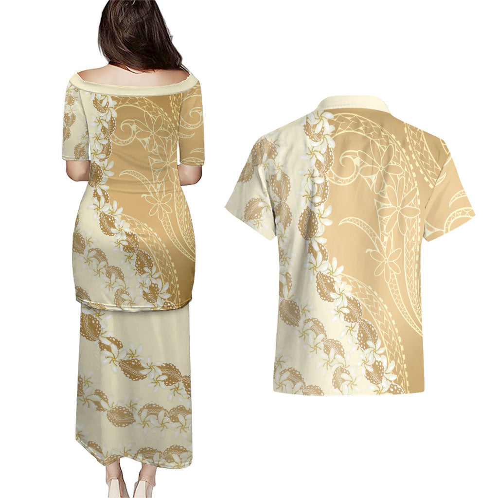 Heiva i Tahiti Couples Matching Puletasi and Hawaiian Shirt Tahitian Tiare Maori Cowrie Lei Brown LT14 - Polynesian Pride