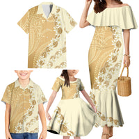 Heiva i Tahiti Family Matching Mermaid Dress and Hawaiian Shirt Tahitian Tiare Maori Cowrie Lei Brown LT14 - Polynesian Pride