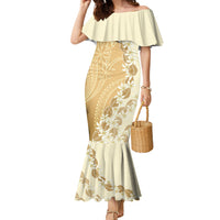 Heiva i Tahiti Family Matching Mermaid Dress and Hawaiian Shirt Tahitian Tiare Maori Cowrie Lei Brown LT14 Mom's Dress Brown - Polynesian Pride