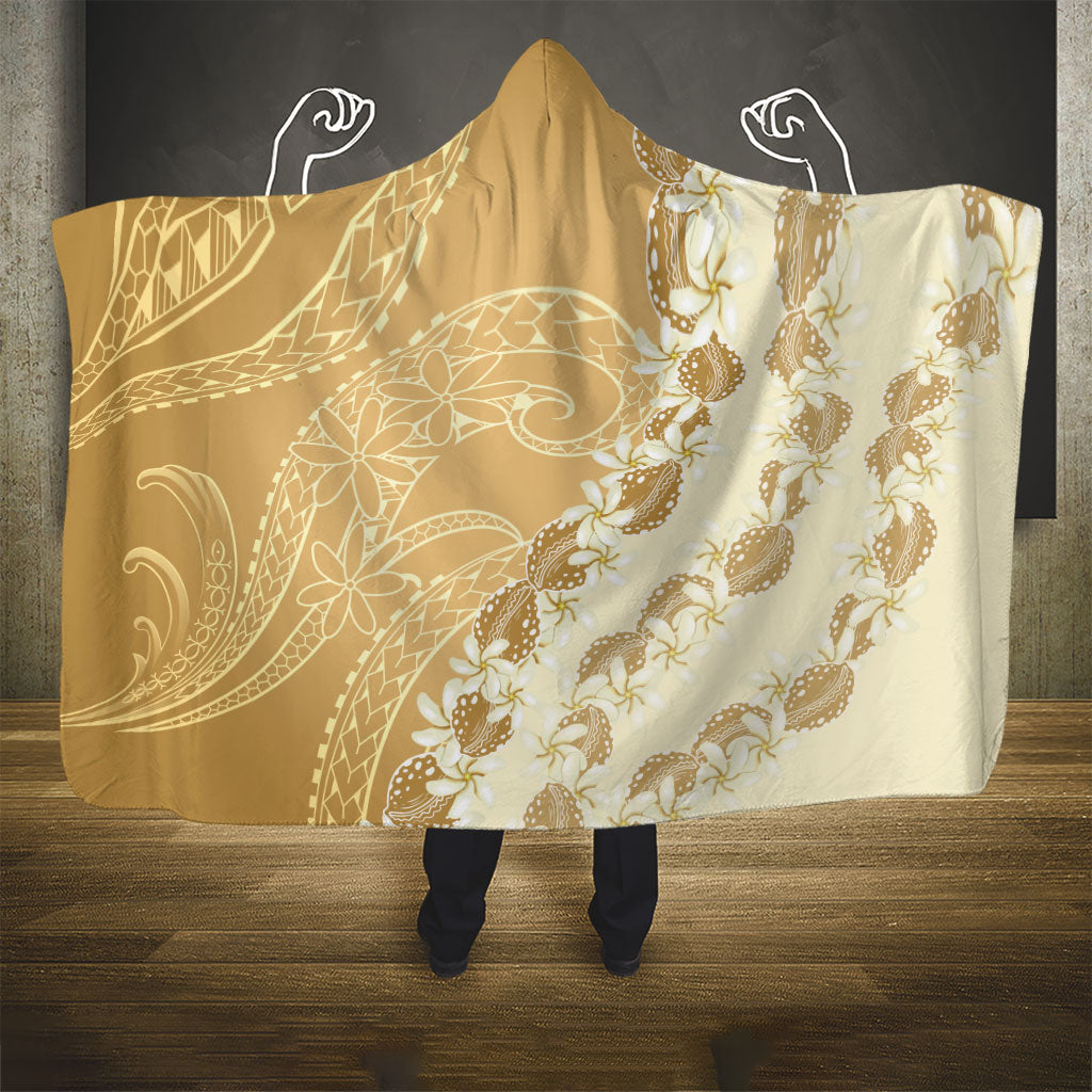 Heiva i Tahiti Hooded Blanket Tahitian Tiare Maori Cowrie Lei Brown LT14 - Polynesian Pride