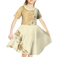 Heiva i Tahiti Kid Short Sleeve Dress Tahitian Tiare Maori Cowrie Lei Brown LT14 - Polynesian Pride