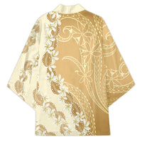 Heiva i Tahiti Kimono Tahitian Tiare Maori Cowrie Lei Brown