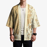 Heiva i Tahiti Kimono Tahitian Tiare Maori Cowrie Lei Brown