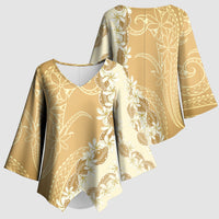 Heiva i Tahiti Kimono Sleeve Blouse Tahitian Tiare Maori Cowrie Lei Brown LT14 - Polynesian Pride
