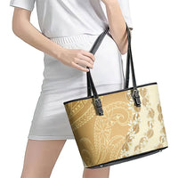 Heiva i Tahiti Leather Tote Bag Tahitian Tiare Maori Cowrie Lei Brown LT14 - Polynesian Pride