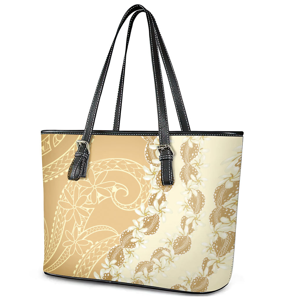 Heiva i Tahiti Leather Tote Bag Tahitian Tiare Maori Cowrie Lei Brown LT14 - Polynesian Pride
