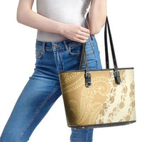 Heiva i Tahiti Leather Tote Bag Tahitian Tiare Maori Cowrie Lei Brown LT14 - Polynesian Pride