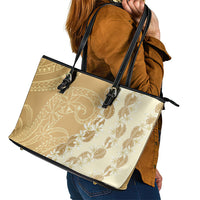 Heiva i Tahiti Leather Tote Bag Tahitian Tiare Maori Cowrie Lei Brown LT14 - Polynesian Pride