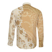 Heiva i Tahiti Long Sleeve Button Shirt Tahitian Tiare Maori Cowrie Lei Brown LT14 - Polynesian Pride