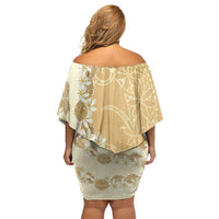Heiva i Tahiti Off Shoulder Short Dress Tahitian Tiare Maori Cowrie Lei Brown LT14 - Polynesian Pride