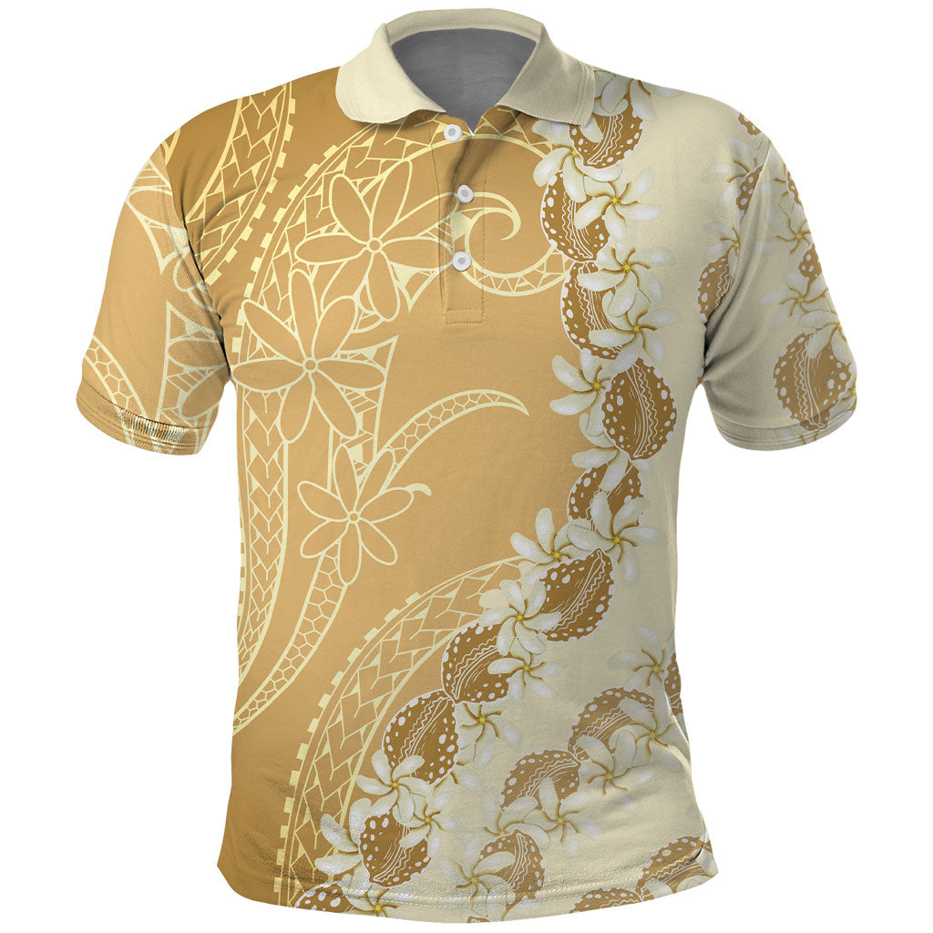 Heiva i Tahiti Polo Shirt Tahitian Tiare Maori Cowrie Lei Brown LT14 Brown - Polynesian Pride