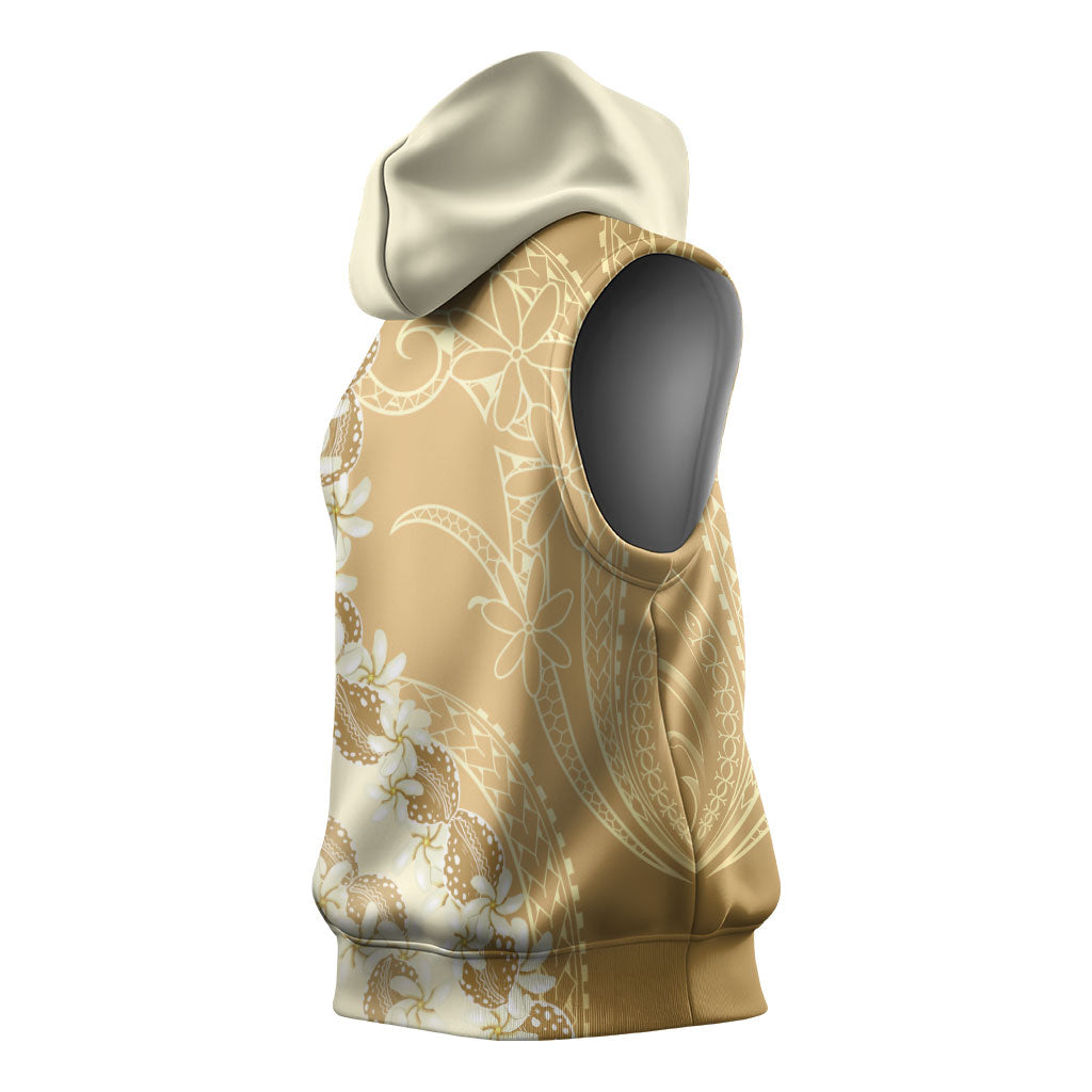 Heiva i Tahiti Sleeveless Hoodie Tahitian Tiare Maori Cowrie Lei Brown LT14 - Polynesian Pride