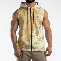 Heiva i Tahiti Sleeveless Zip Hoodie Tahitian Tiare Maori Cowrie Lei Brown LT14 - Polynesian Pride