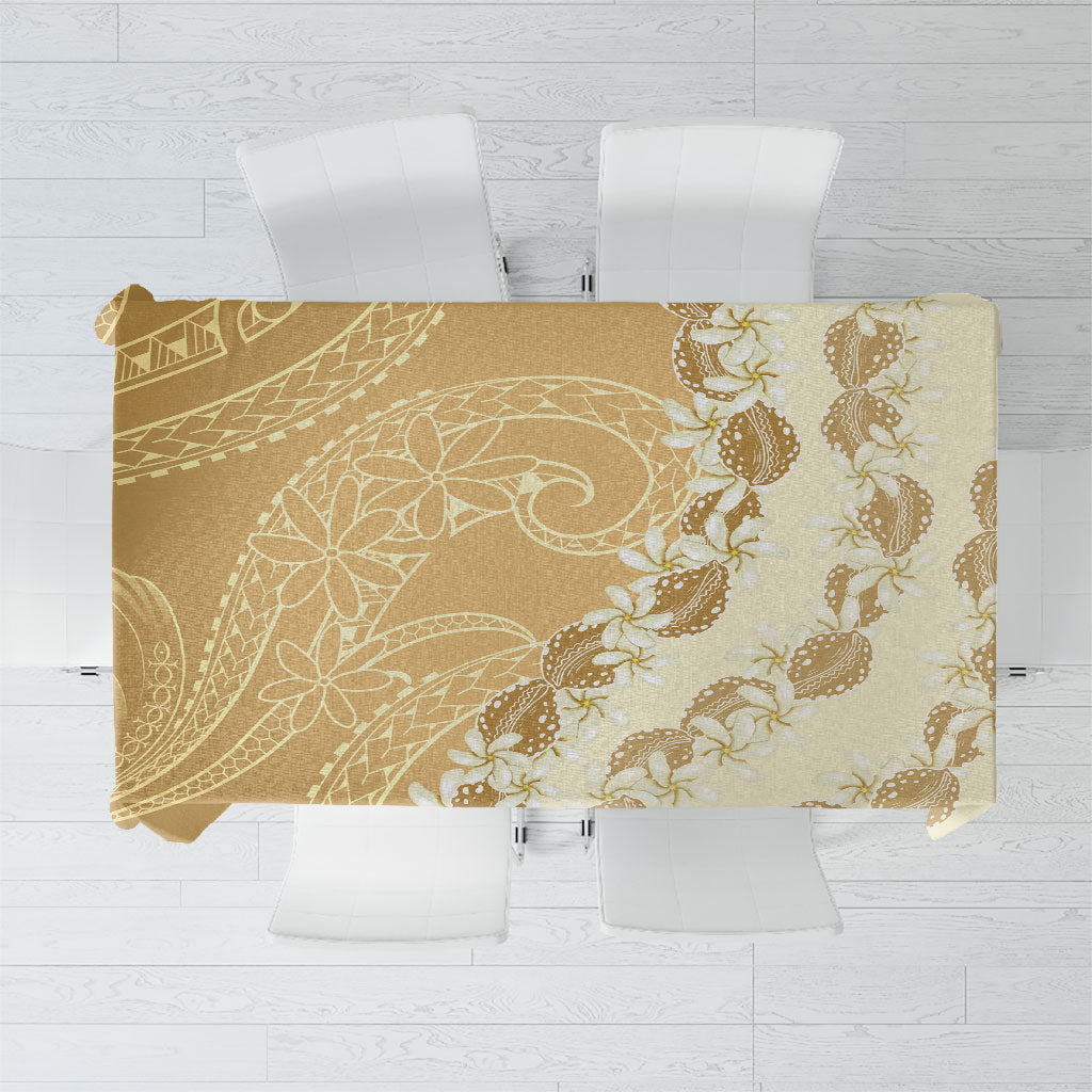 Heiva i Tahiti Tablecloth Tahitian Tiare Maori Cowrie Lei Brown