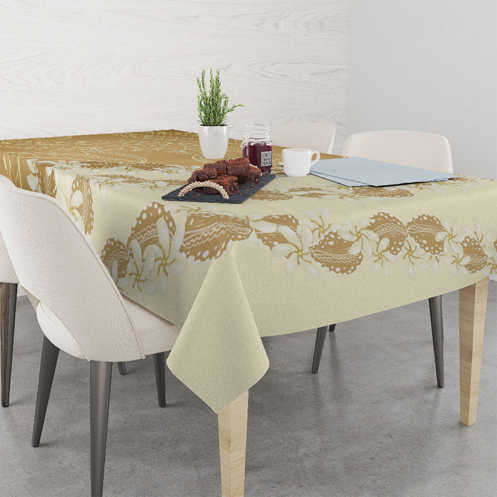 Heiva i Tahiti Tablecloth Tahitian Tiare Maori Cowrie Lei Brown