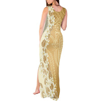 Heiva i Tahiti Tank Maxi Dress Tahitian Tiare Maori Cowrie Lei Brown LT14 - Polynesian Pride