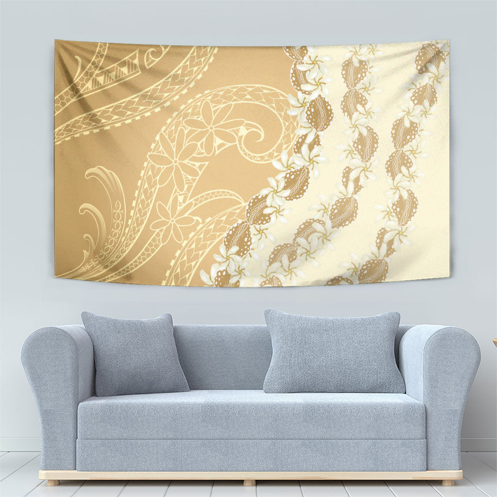 Heiva i Tahiti Tapestry Tahitian Tiare Maori Cowrie Lei Brown