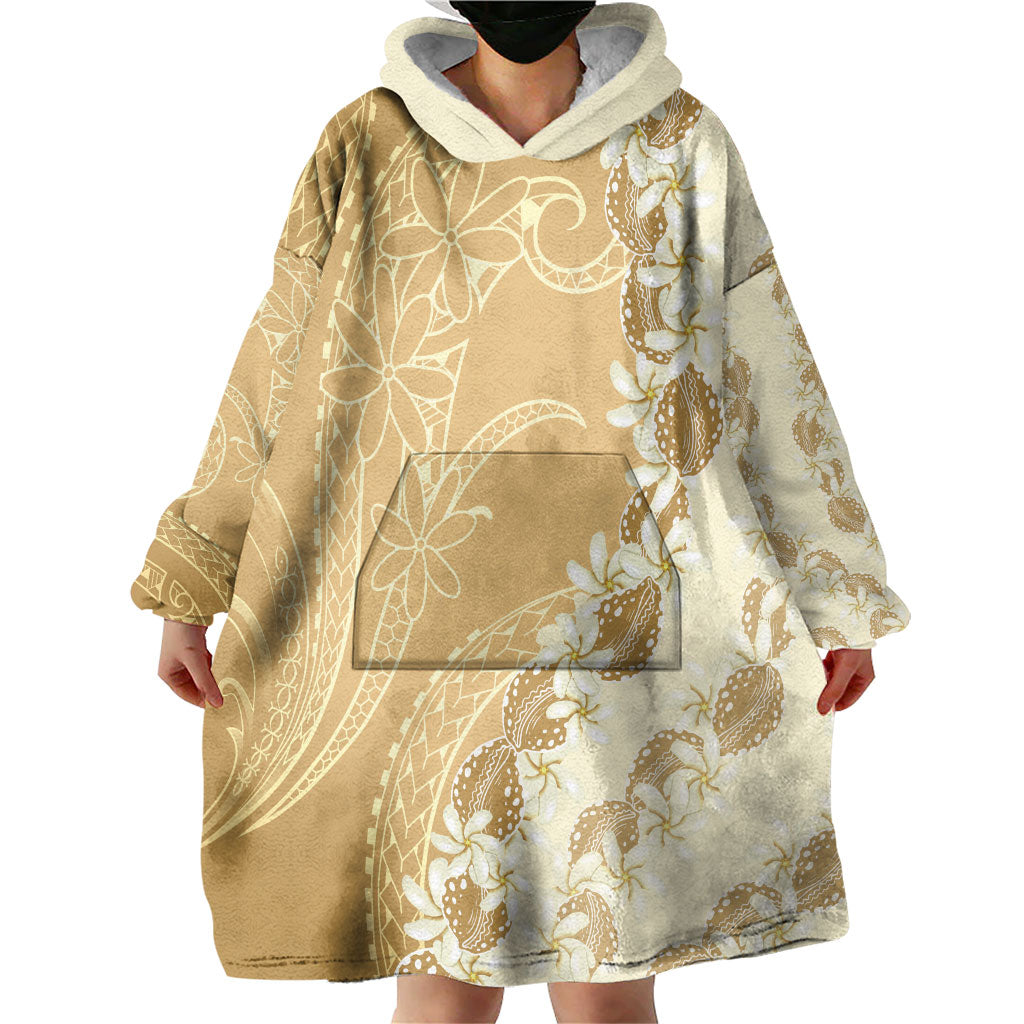 Heiva i Tahiti Wearable Blanket Hoodie Tahitian Tiare Maori Cowrie Lei Brown LT14 - Polynesian Pride