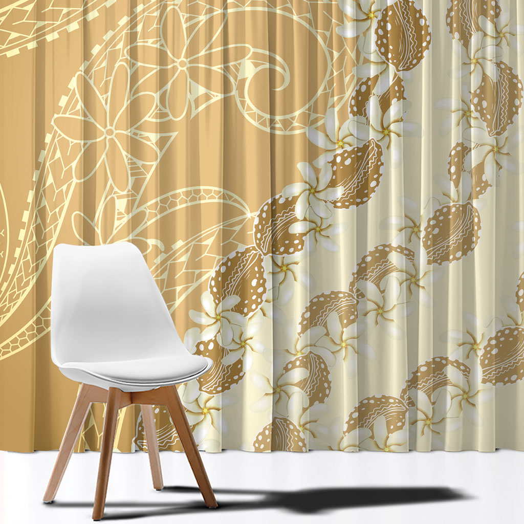 Heiva i Tahiti Window Curtain Tahitian Tiare Maori Cowrie Lei Brown