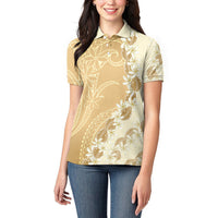 Heiva i Tahiti Women Polo Shirt Tahitian Tiare Maori Cowrie Lei Brown LT14 - Polynesian Pride