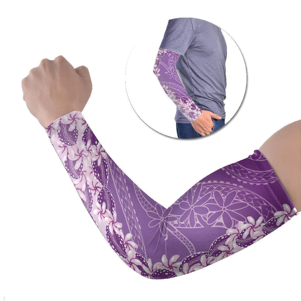 Heiva i Tahiti Arm Sleeves Tahitian Tiare Maori Cowrie Lei Purple LT14 Set of 2 Purple - Polynesian Pride