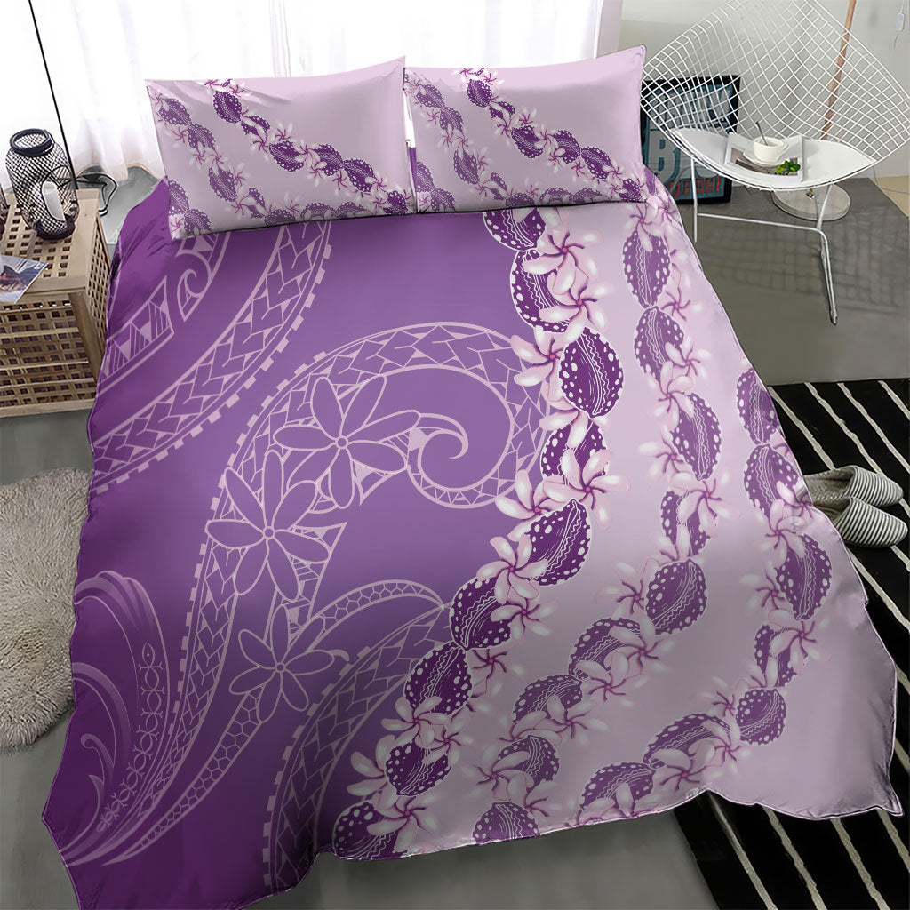 Heiva i Tahiti Bedding Set Tahitian Tiare Maori Cowrie Lei Purple