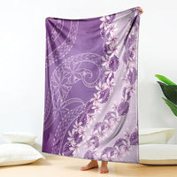 Heiva i Tahiti Blanket Tahitian Tiare Maori Cowrie Lei Purple