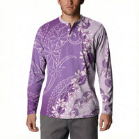 Heiva i Tahiti Button Sweatshirt Tahitian Tiare Maori Cowrie Lei Purple