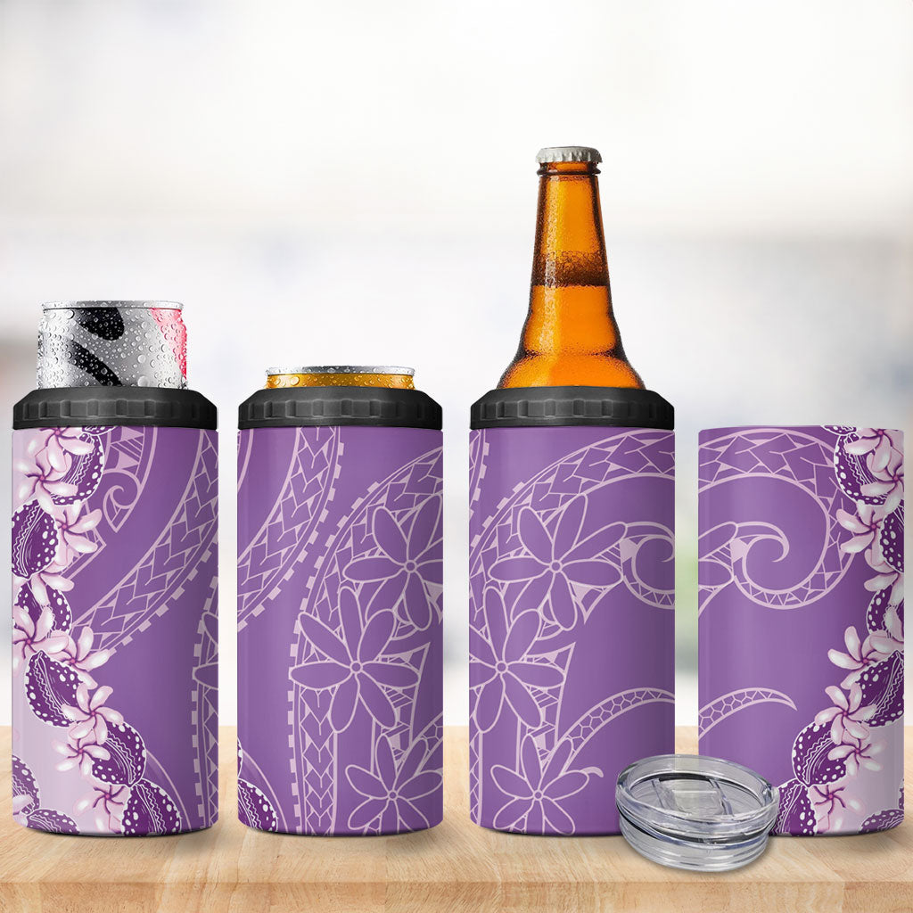 Heiva i Tahiti 4 in 1 Can Cooler Tumbler Tahitian Tiare Maori Cowrie Lei Purple LT14 - Polynesian Pride