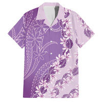 Heiva i Tahiti Family Matching Off Shoulder Maxi Dress and Hawaiian Shirt Tahitian Tiare Maori Cowrie Lei Purple LT14 Dad's Shirt - Short Sleeve Purple - Polynesian Pride
