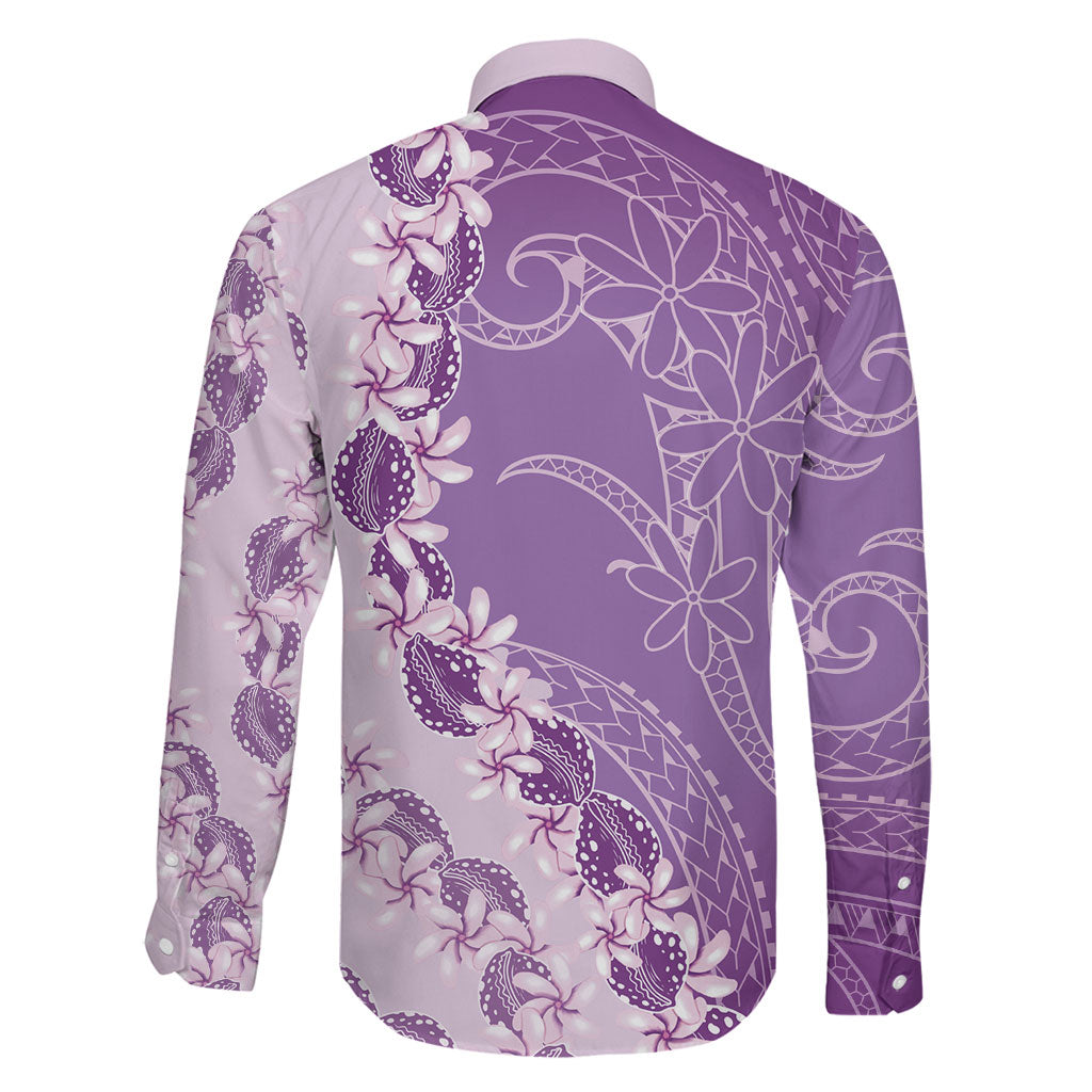 Heiva i Tahiti Family Matching Off Shoulder Maxi Dress and Hawaiian Shirt Tahitian Tiare Maori Cowrie Lei Purple LT14 - Polynesian Pride