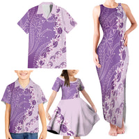 Heiva i Tahiti Family Matching Tank Maxi Dress and Hawaiian Shirt Tahitian Tiare Maori Cowrie Lei Purple LT14 - Polynesian Pride