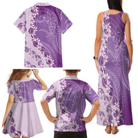 Heiva i Tahiti Family Matching Tank Maxi Dress and Hawaiian Shirt Tahitian Tiare Maori Cowrie Lei Purple LT14 - Polynesian Pride