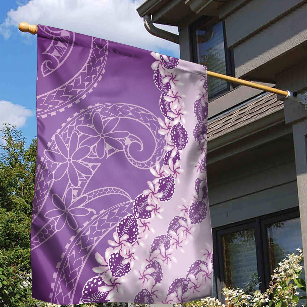 Heiva i Tahiti Garden Flag Tahitian Tiare Maori Cowrie Lei Purple LT14 - Polynesian Pride
