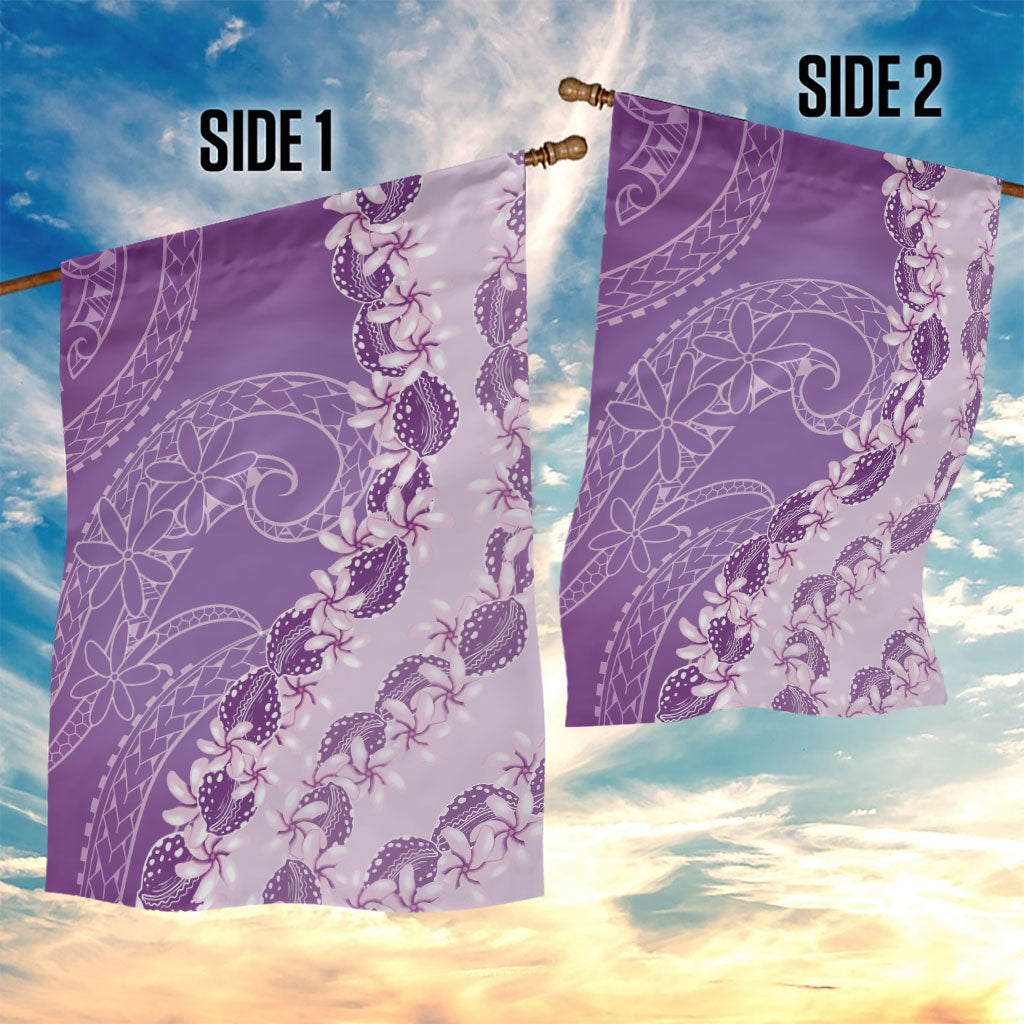 Heiva i Tahiti Garden Flag Tahitian Tiare Maori Cowrie Lei Purple LT14 - Polynesian Pride