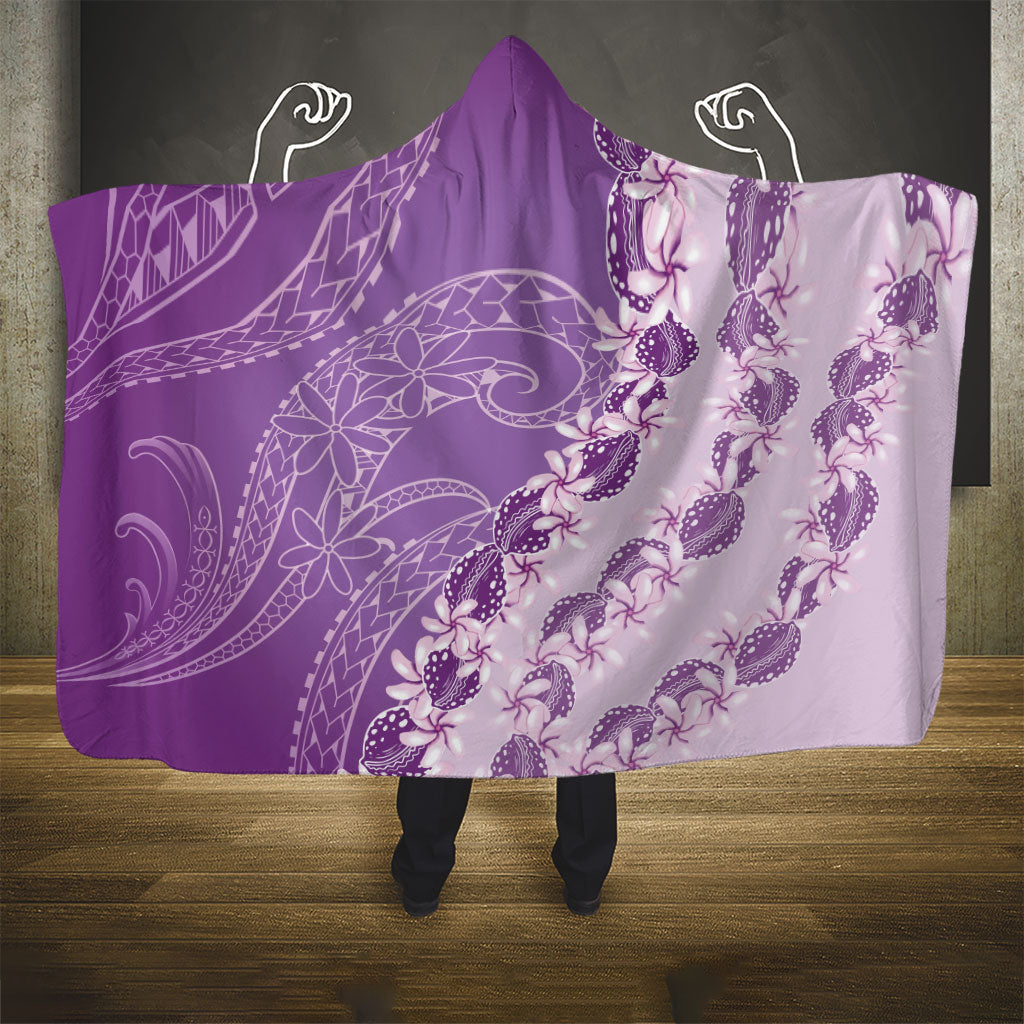 Heiva i Tahiti Hooded Blanket Tahitian Tiare Maori Cowrie Lei Purple LT14 - Polynesian Pride