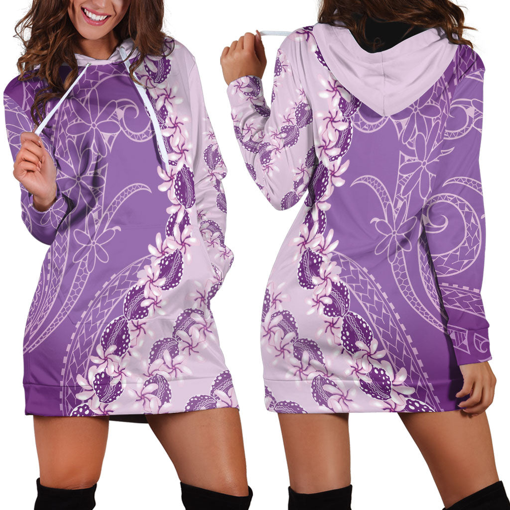 Heiva i Tahiti Hoodie Dress Tahitian Tiare Maori Cowrie Lei Purple LT14 - Polynesian Pride