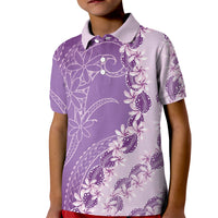 Heiva i Tahiti Kid Polo Shirt Tahitian Tiare Maori Cowrie Lei Purple LT14 Kid Purple - Polynesian Pride