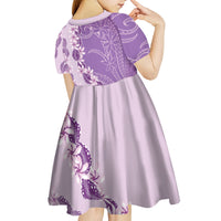 Heiva i Tahiti Kid Short Sleeve Dress Tahitian Tiare Maori Cowrie Lei Purple LT14 - Polynesian Pride