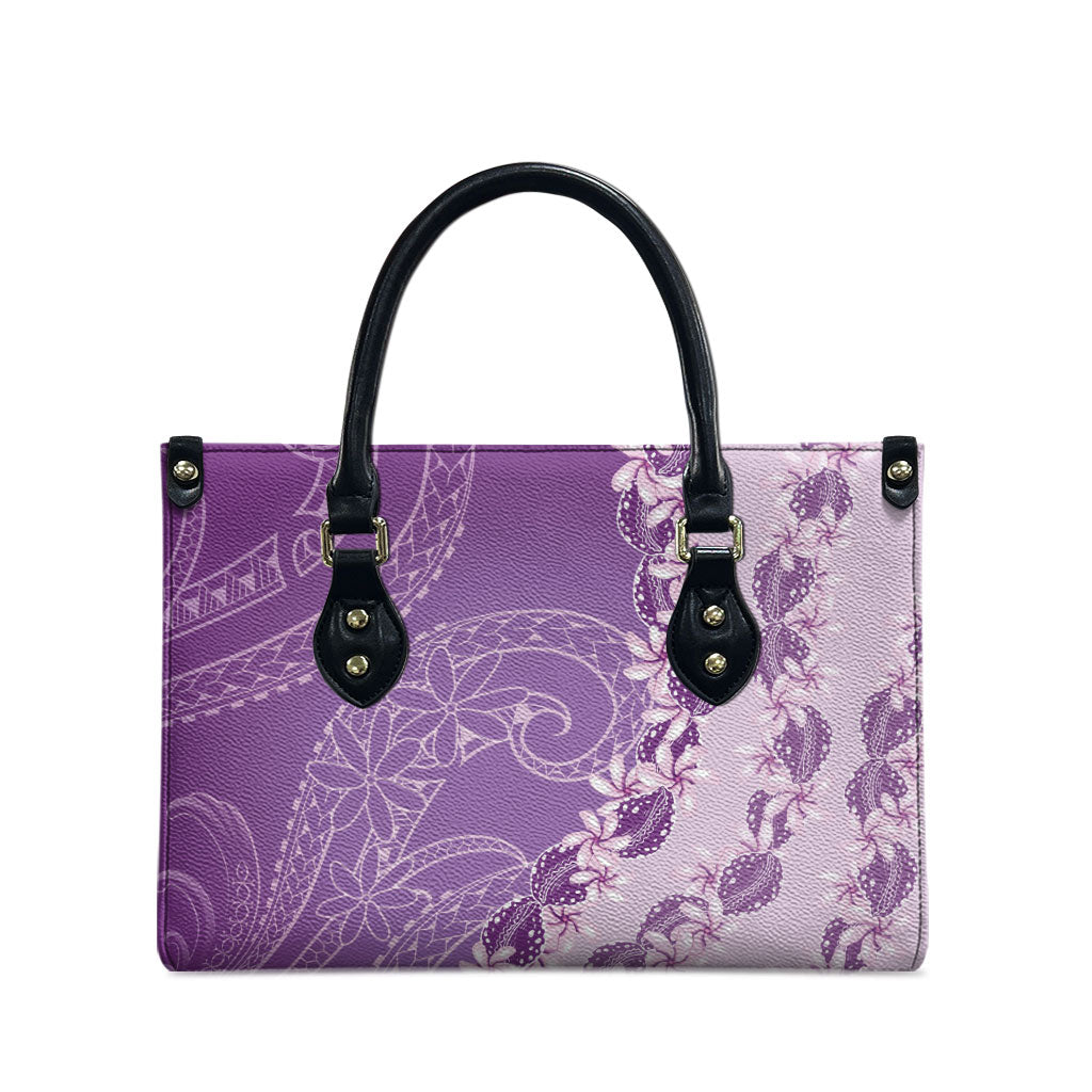 Heiva i Tahiti Leather Bag Tahitian Tiare Maori Cowrie Lei Purple LT14 - Polynesian Pride