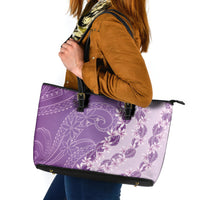 Heiva i Tahiti Leather Tote Bag Tahitian Tiare Maori Cowrie Lei Purple LT14 Purple - Polynesian Pride