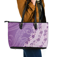 Heiva i Tahiti Leather Tote Bag Tahitian Tiare Maori Cowrie Lei Purple LT14 - Polynesian Pride