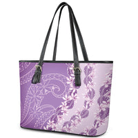 Heiva i Tahiti Leather Tote Bag Tahitian Tiare Maori Cowrie Lei Purple LT14 - Polynesian Pride