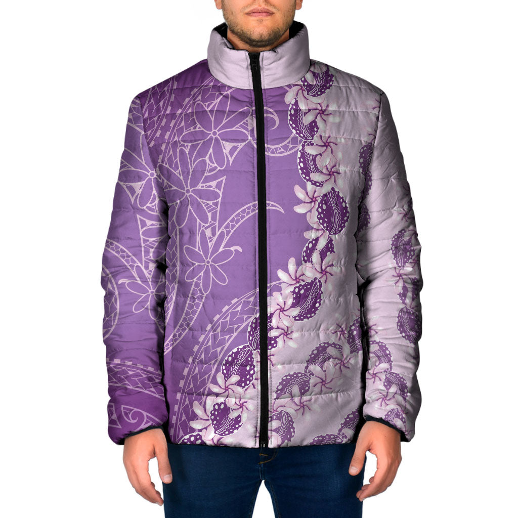 Heiva i Tahiti Padded Jacket Tahitian Tiare Maori Cowrie Lei Purple LT14 Men Purple - Polynesian Pride