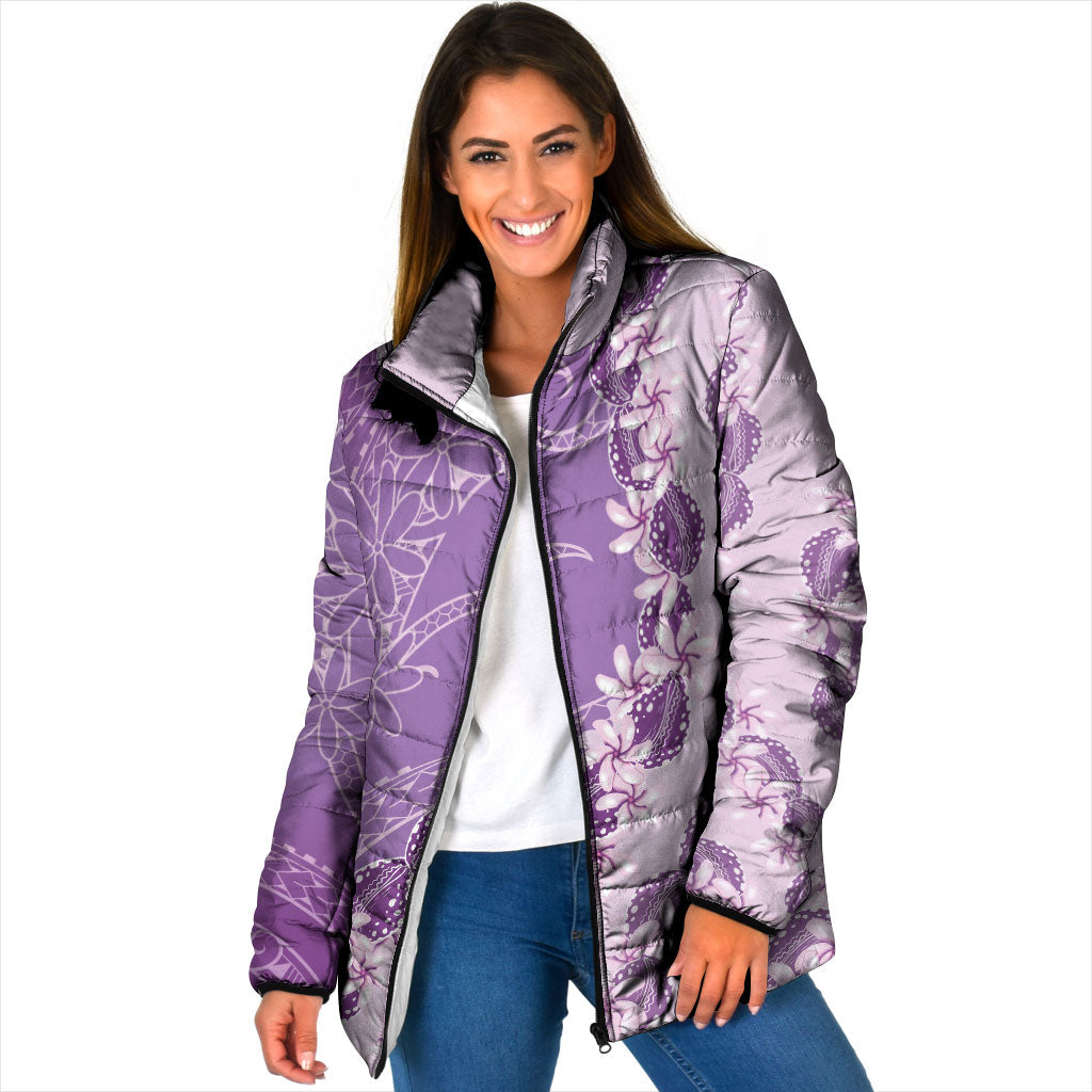 Heiva i Tahiti Padded Jacket Tahitian Tiare Maori Cowrie Lei Purple LT14 Women Purple - Polynesian Pride