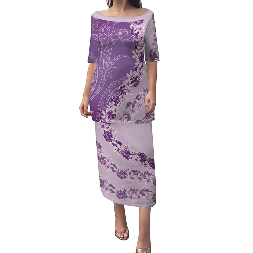 Heiva i Tahiti Puletasi Tahitian Tiare Maori Cowrie Lei Purple LT14 Long Dress Purple - Polynesian Pride