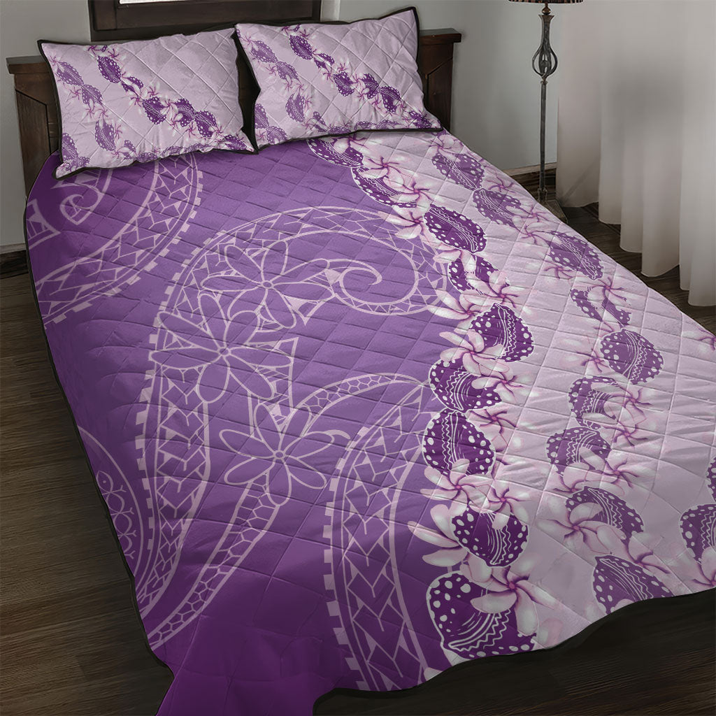 Heiva i Tahiti Quilt Bed Set Tahitian Tiare Maori Cowrie Lei Purple